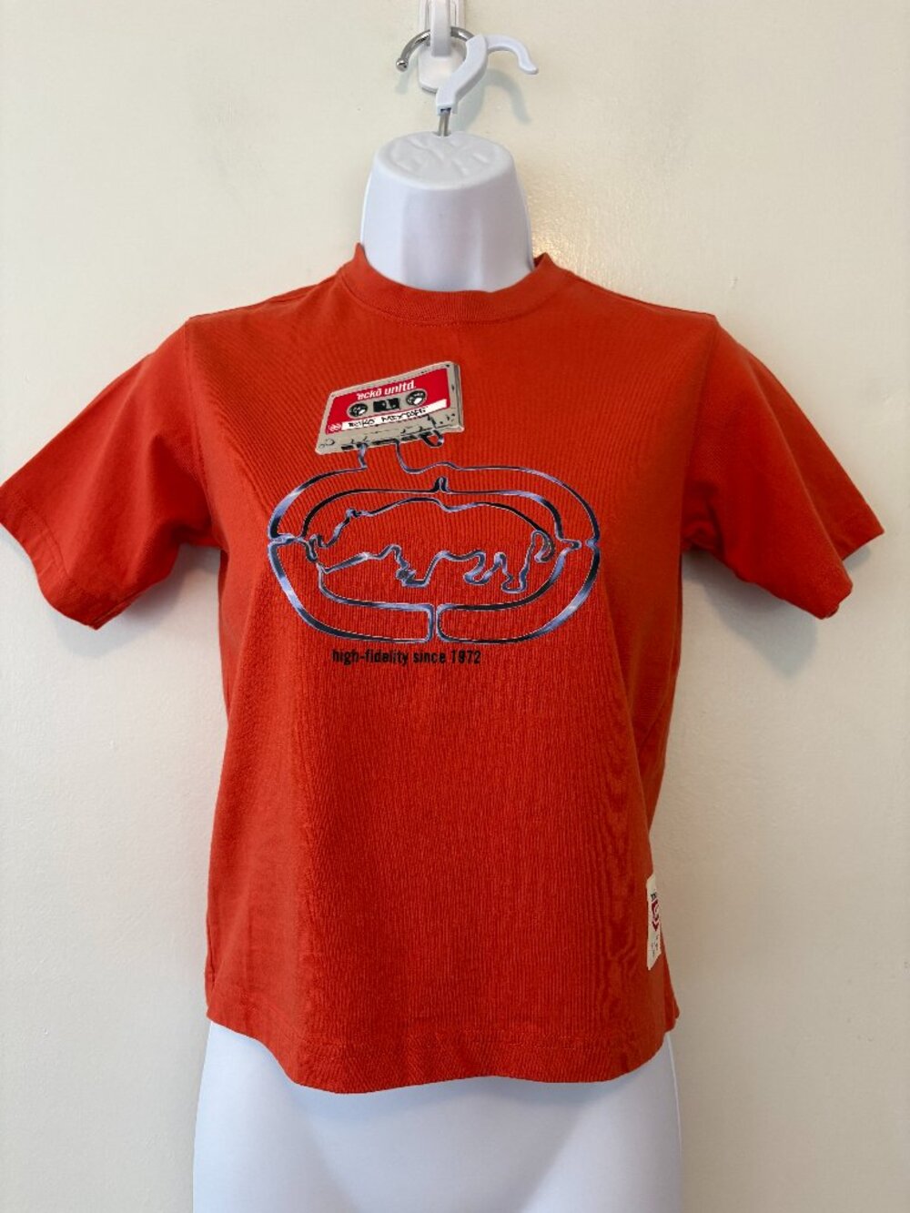 Vintage Y2K Ecko Unltd Baby Doll T-Shirt Size Small Orange Rhino